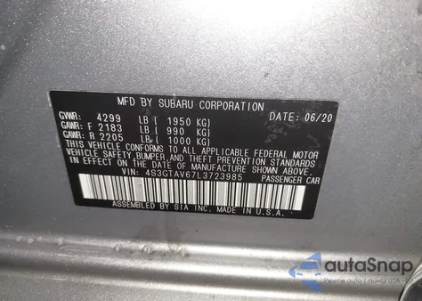 2020 Subaru Impreza Premium 5-Door из США, поврежденный, VIN 4S3GTAV67L3723985